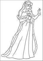 coloriage la belle au bois dormant et son manteau de noel